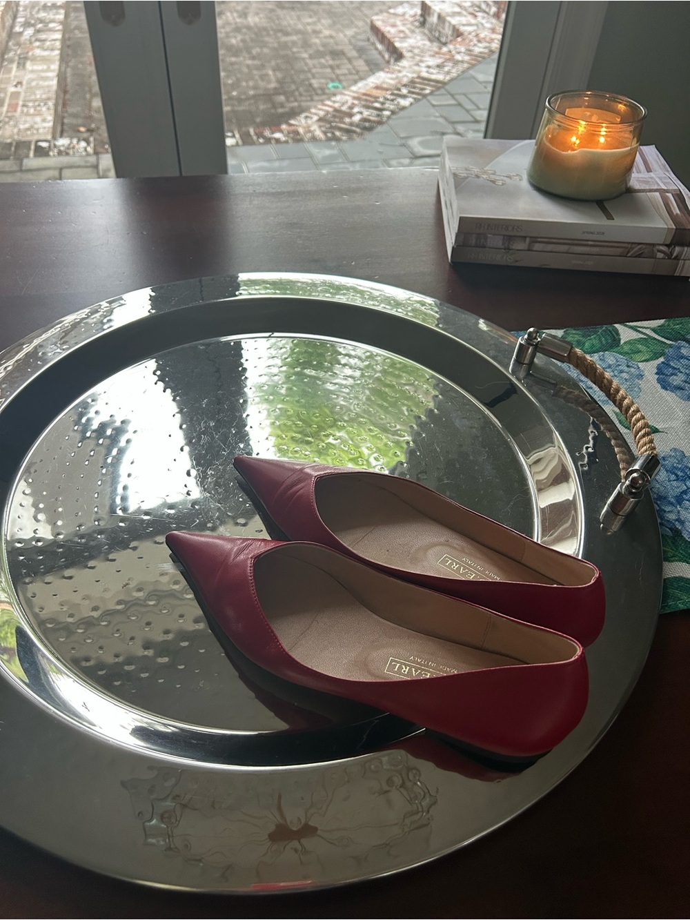 Vivienne leather Pointed Toe Women’s Flats in Red - Lou Earl